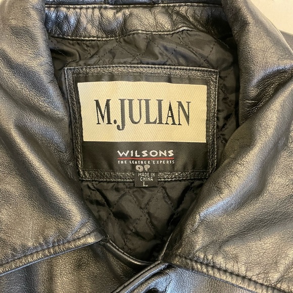 M. JULIAN x WILSONS Vintage Full Button Leather Car Coat in Black Size L - Picture 2 of 7